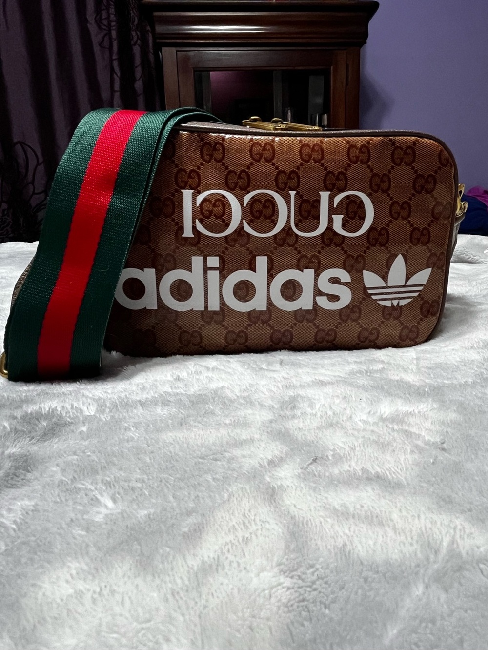 Double G Designer x Adidas Signature Crossbody Bag Purse